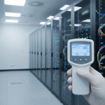 Particle count testing to verify bioaerosol mitigation in a Houston data center.