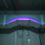 Infrared thermal imaging showing the cold-bridge effect and condensation on commercial ductwork.