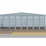 Diagram of land subsidence and its effect on industrial tilt-wall building foundations.