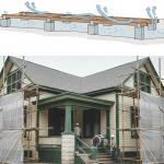 Pier and beam foundation ventilation diagram; Historic Heights bungalow under renovation