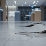 Close-up of buckled luxury flooring panels in a Pearland retail space, illustrating severe water damage and the need for specialized restoration as discussed in 'Pearland Luxury Flooring Restoration: Engineering Solutions'.