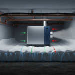 View inside a Southern Trails commercial crawlspace showing a sealed vapor barrier and moisture sensors, illustrating principles of vapor pressure dynamics for effective moisture control.