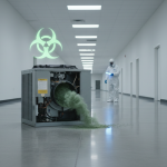 Professional restoration team in full PPE conducting forensic biohazard clearance within a commercial space, illustrating the 'State 0' standard after HVAC failure in Kingwood strip malls.