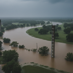 White Oak Bayou flood levels near Jersey Village residential areas.