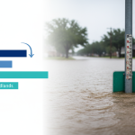 Chart comparing Jersey Village subsidence rates; White Oak Bayou flood gauge