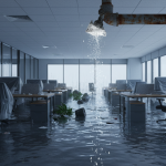 Accidental fire sprinkler discharge flood