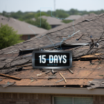 Close-up of a legal document and calendar, highlighting the 15-day deadline for insurance adjuster response as per Texas Insurance Code §542.056 for property claims.