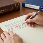 Close-up of a hand highlighting a legal clause concerning 'reasonable and necessary' disputes under the Texas Prompt Payment of Claims Act.