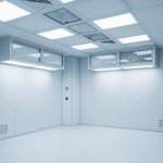 A detailed view of our advanced HEPA 6-Stage air filtration unit in operation, ensuring bioaerosol neutralization for medical facility mold removal in Katy, TX. This critical equipment helps achieve State 0 biological neutrality in sensitive clinical environments.