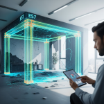 High-resolution 3D point cloud scan of a water-damaged commercial office interior, detailing affected ceilings and walls. This image shows how Matterport E57 files provide millimeter-accurate data crucial for winning challenging property claims.