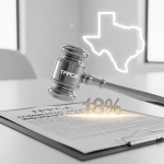 Close-up of a wooden gavel striking a dark sound block, symbolizing 24/7 Restoration Specialists' commitment to enforcing the Texas Prompt Payment of Claims Act for commercial insurer compliance.