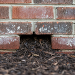 Blocked brick weep hole water damage