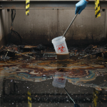 Elevator pit water damage hydraulic oil