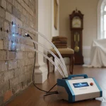 Injectidry mats strategically placed on a cupped hardwood floor, illustrating the advanced drying solution discussed in our article, 'Hardwood Floor Cupping: Injectidry vs. Replacement'.