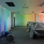 Forensic thermal imaging showing moisture in commercial drywall