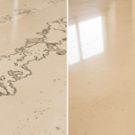 Acid etched limestone smoke damage