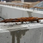 Close-up of a severely corroded post-tension cable exposed within a concrete slab, demonstrating the hidden foundation damage discussed in 'Post-Tension Cable Corrosion: The Hidden Slab Killer'.
