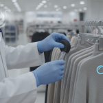 A specialist from 24/7 Restoration Specialists meticulously examines packaged retail inventory, demonstrating the essential chemical analysis required to accurately identify smoke taint and validate damage for insurance claims, far surpassing a subjective 'sniff test'.