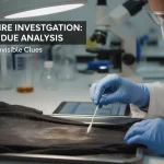 A 24/7 Restoration Specialists technician meticulously inspects retail clothing for subtle smoke residue, illustrating the critical need for chemical analysis over a subjective sniff test to accurately assess smoke taint on inventory.