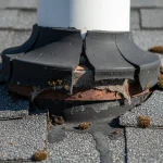 Roof pipe boot leak dry rot