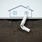 Soil heave causing pipe shear break