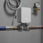 Close-up of a corroded smart water valve failing to stop a visible water leak, illustrating the 'flow sensitivity' and limescale issues discussed in our article, 'Smart Water Valves: Why Auto-Shutoff Systems Fail'.