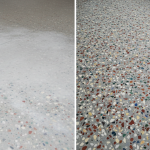 Terrazzo floor moisture clouding restoration