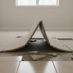 Tile tenting water damage floor buckling