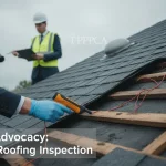 Diagram showing wind-lifted roof shingle creating an opening for rain, contrasted with rain entering a pre-existing worn seal; critical for 'Created Opening' insurance claims.