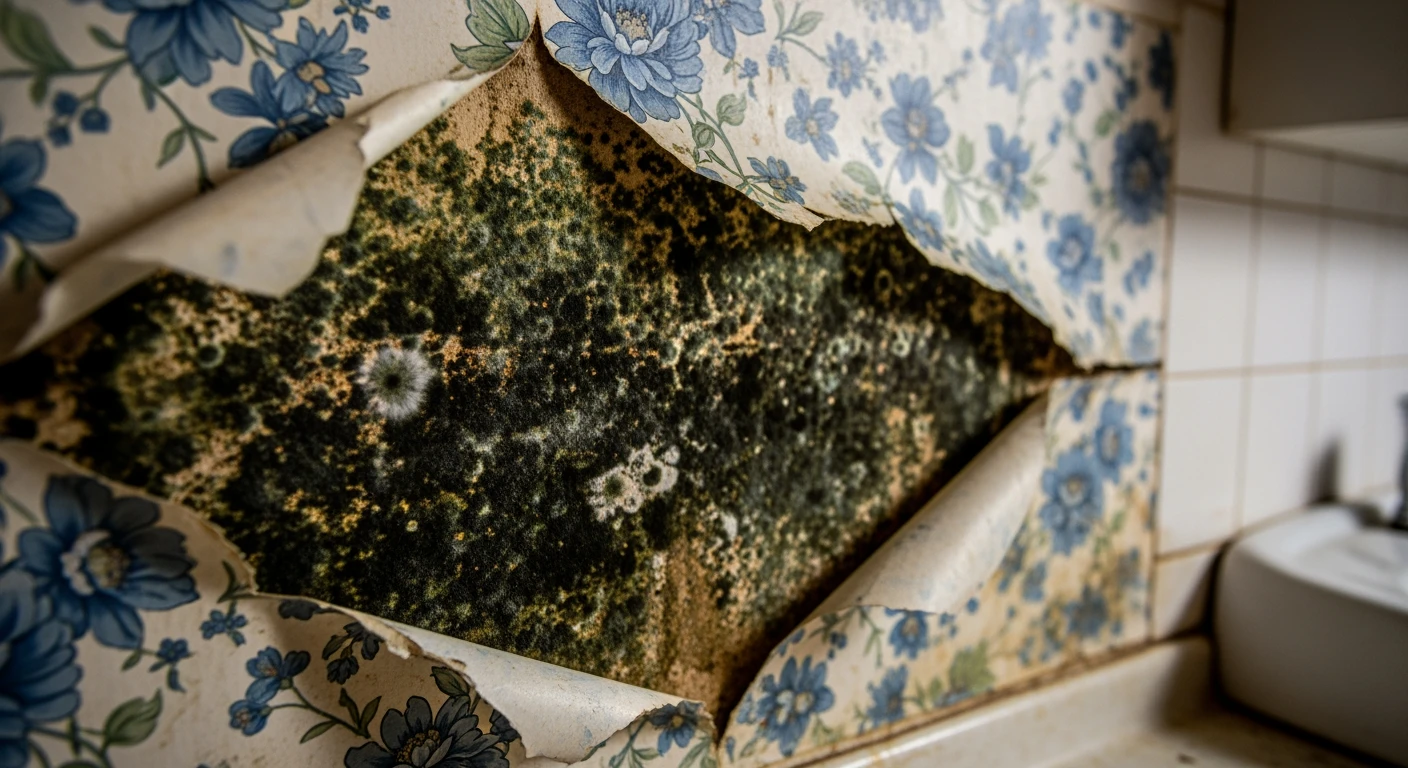 Hidden mold behind wallpaper in Houston