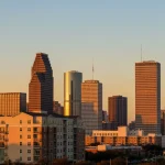 Houston skyline with apartment buildings - renters insurance guide