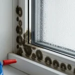Mold growth on Houston apartment wall from humidity and moisture damage
