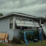 Hurricane shutters on a Houston bungalow